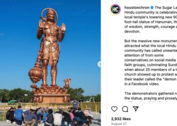 [ HPI ] Hindu Temple in Sugar Land to Hire Security After Church Group’s Protest of Hanuman Statue